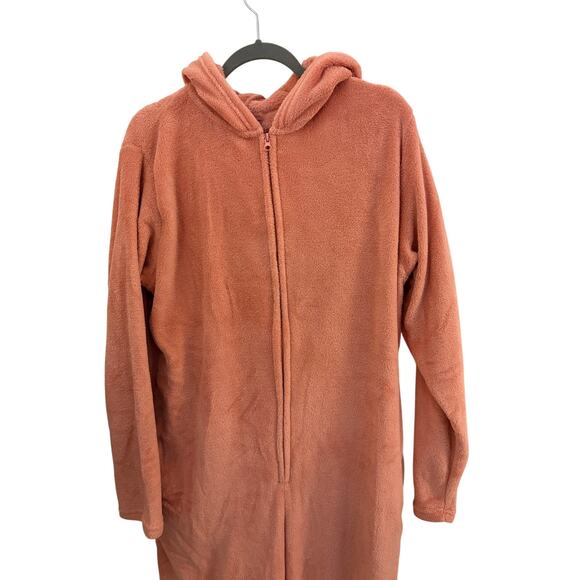 Rue 21 Dinosaur One Piece Pink Pajama Hooded Size XL Heart on Back Ugly PJs - Picture 3 of 10